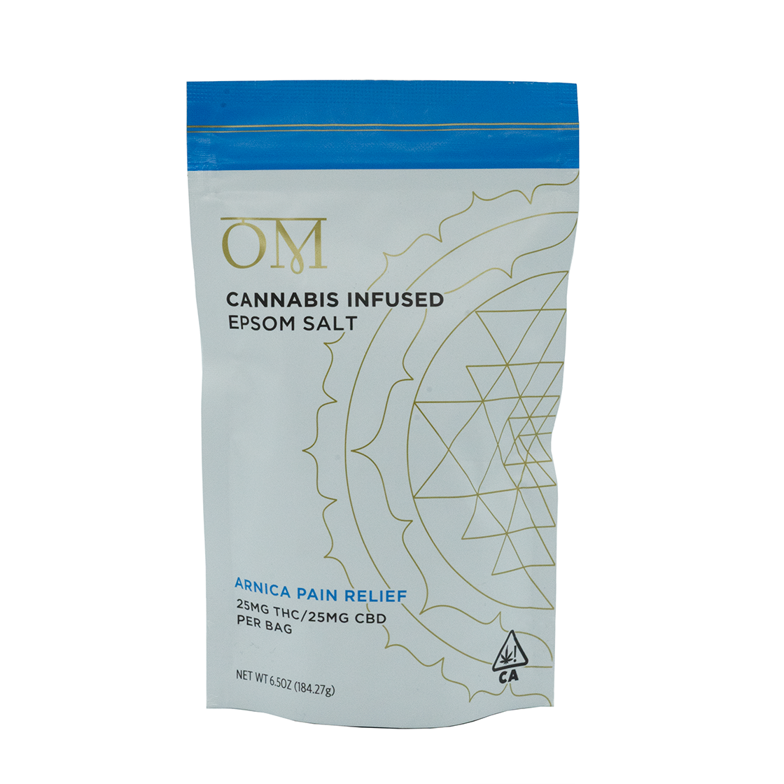 Photograph of product: OM Arnica Pain Relief 1:1 TH-oui:CBD Epsom Salt 6.5oz 50mg