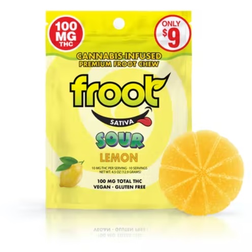 Photograph of product: Froot | Sour Lemon Single Gummy | 100mg
