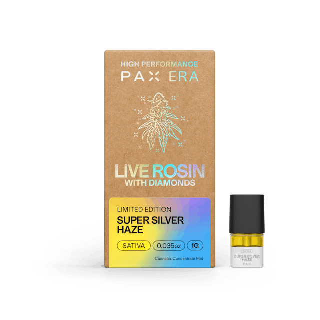 Photograph of product: Super Silver Haze Live Rosin with Diamonds Pod 1g - 