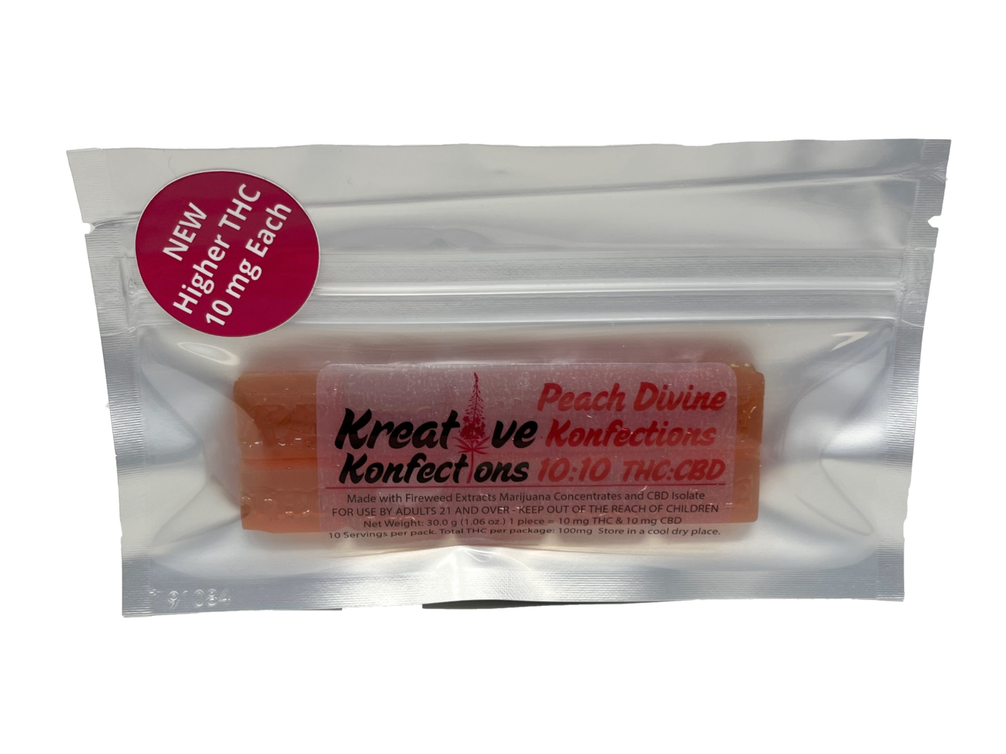 Photograph of product: 10mg 1:1 10-pack Peach Divine Hard Candy by Kreative Konfections