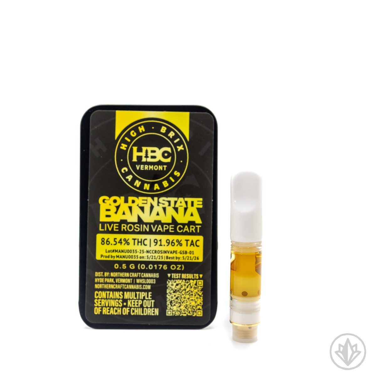 Photograph of Product: High Brix - Live Rosin Vape Cart - Golden State Banana