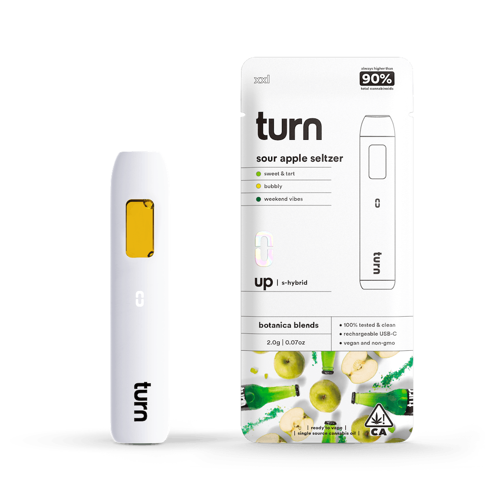 Photograph of product: 2.0g sour apple seltzer (s-hybrid) / botanica blends / XXL disposable