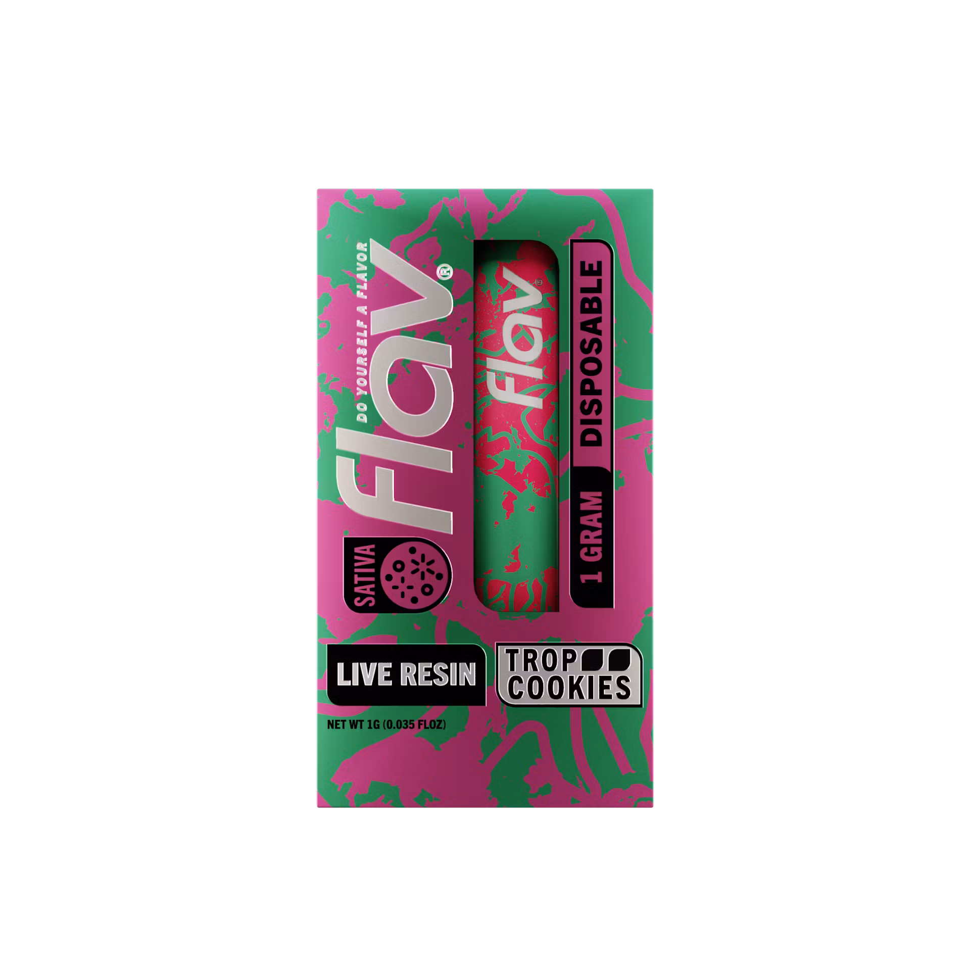 Photograph of product: Flav Live Resin Disposable Vape 1g Trop Cookies