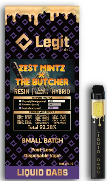 Photograph of product: Legit Labs | Zest Mintz x The Butcher Post-less Disposable