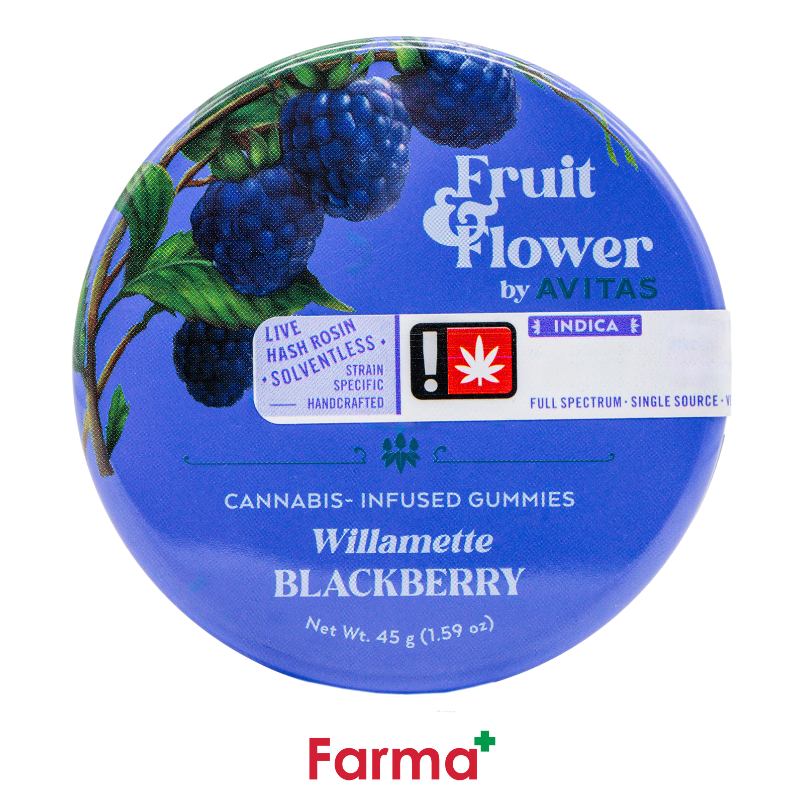 Photograph of product: Avitas F&F Blackberry Live au chocolat Rosin Gummies 10pk 100mg