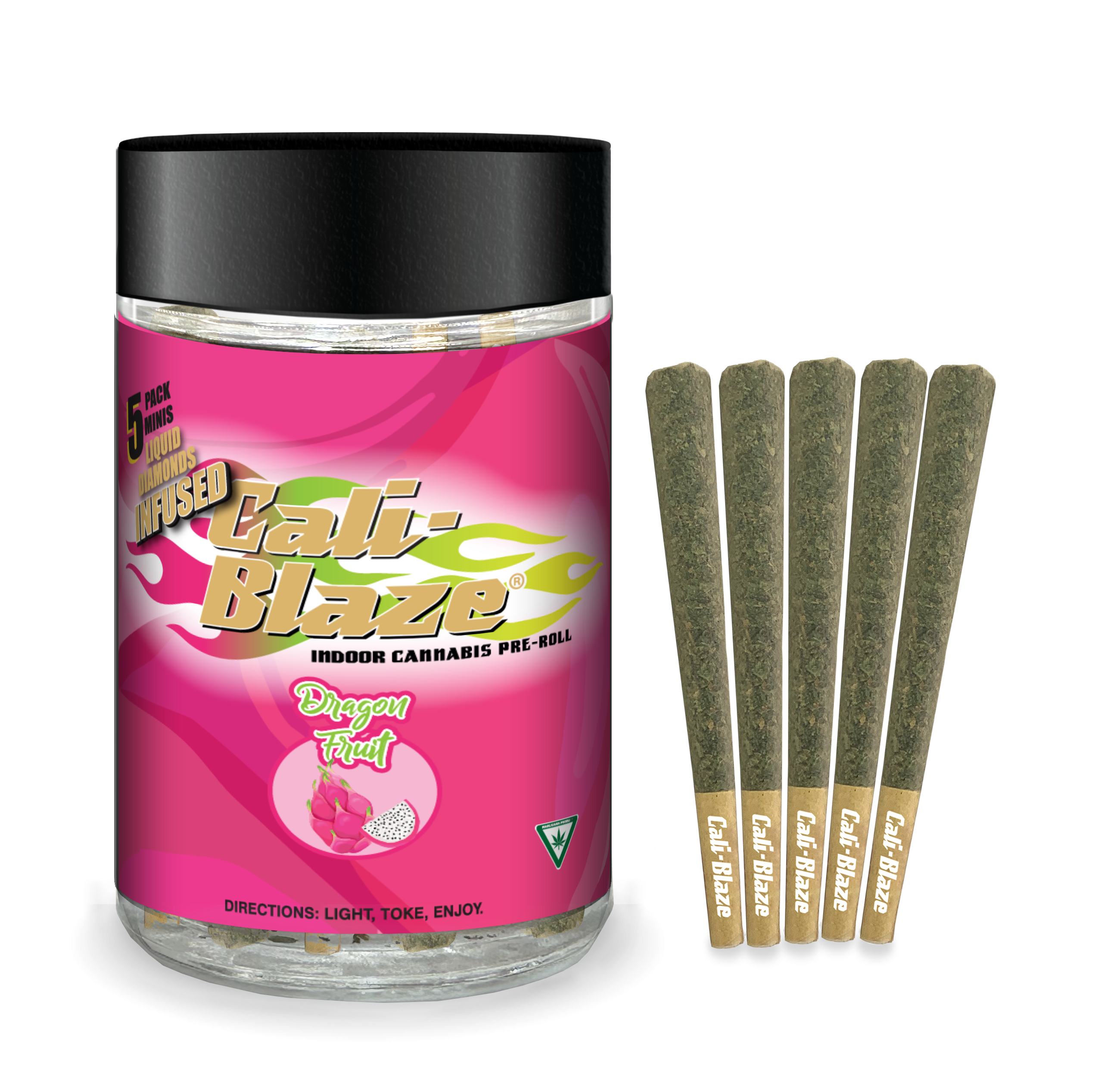 Photograph of product: Dragonfruit Liquid Diamond Infused Pre-Roll 0.7g 5pk
