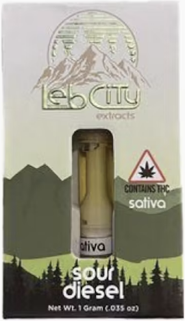 Photograph of product: Sour Diesel. . Distillate Cartridge. Leb City