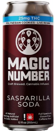 Photograph of product: 100mg - Magic Number Soda - Sasparilla - GLS (B)