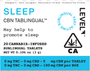 Photograph of product: [Level] Protab - 5mg - 20ct - Tablingual Sleep CBN