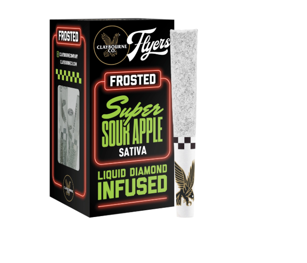 Photograph of product: SUPER SOUR APPLE 2.5G FROSTED DIAMOND INFUSED 5 PACK PREROLL