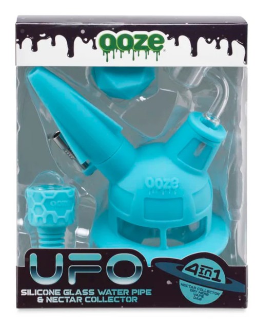 Photograph of product: CTRN | Ooze | UFO | Silicone Water Pipe & Nectar Collector | Aqua Teal | 1