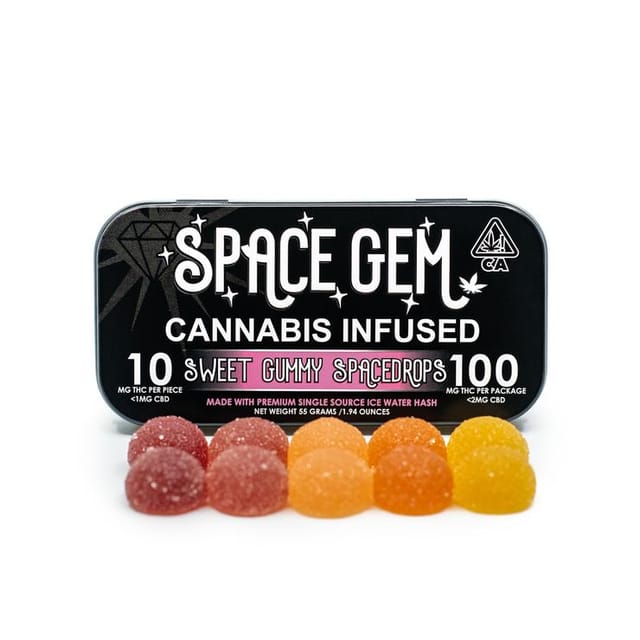 Photograph of product: Space Gem THC Gummy Spacedrops 100mg - Sour Watermelon Mind Expanding Belt