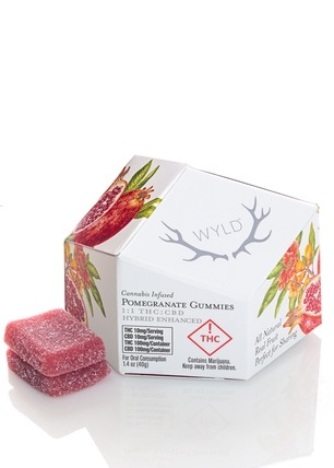 Photograph of product: WYLD Pomegranate CBD/TH-oui Gummy