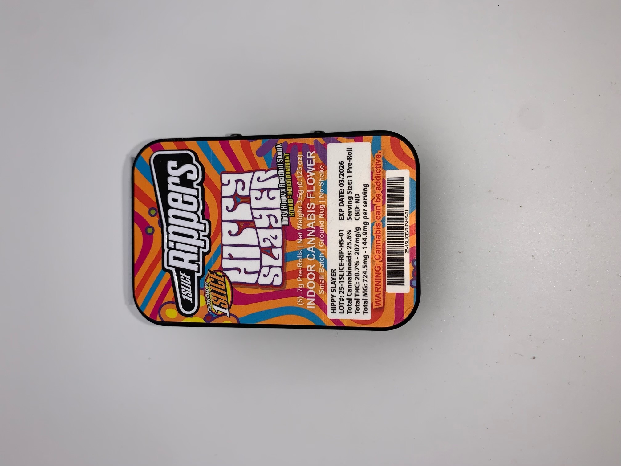 Photograph of product: 1Slice Rippers Hippy Slayer 5 Pack 3.5g