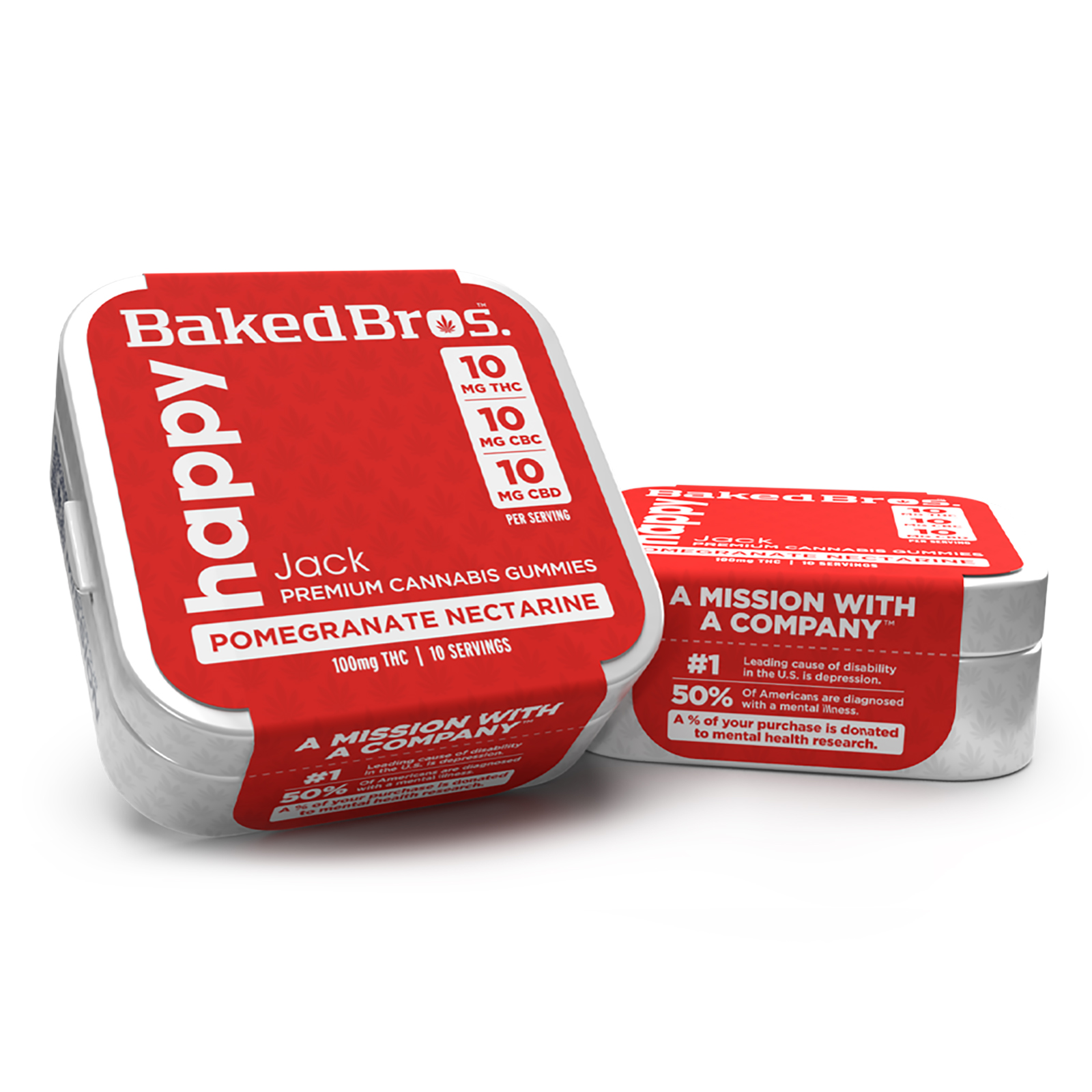 Photograph of product: Baked Bros - Gummies 1:1:1 - Happy Pomegranate Nectar (S) (100mg TH-oui/CBD/CBC)