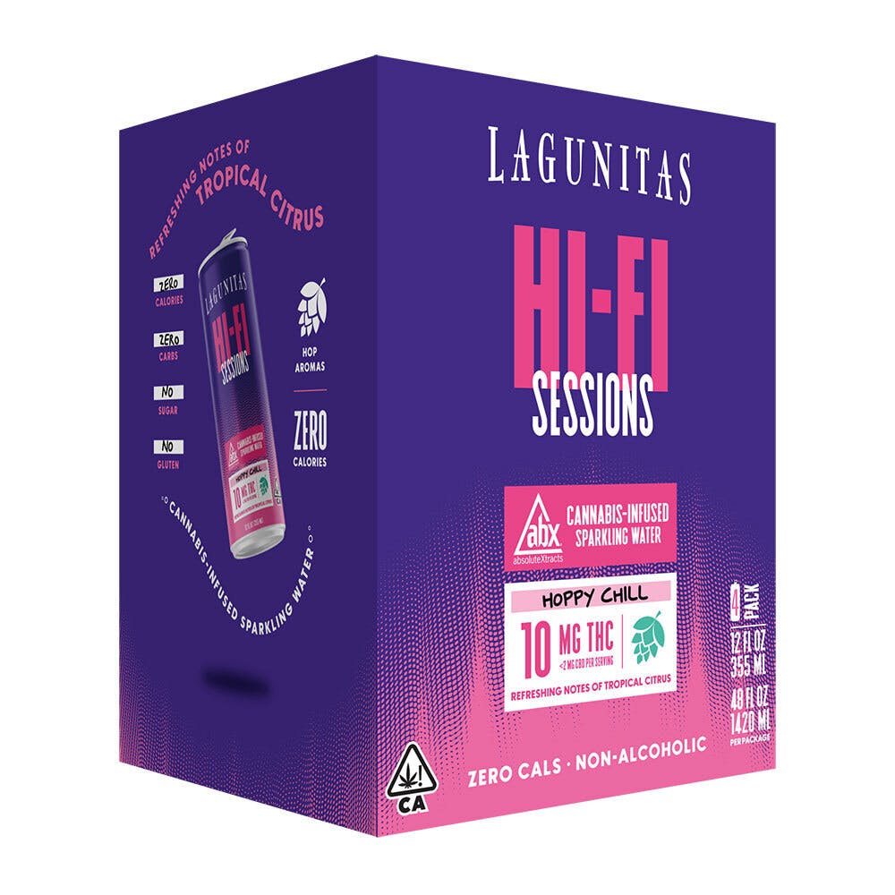 Photograph of product: ABX/LAGUNITAS HI-FI SESSIONS HOPPY CHILL SPARKLING WATER 4PK 40MG