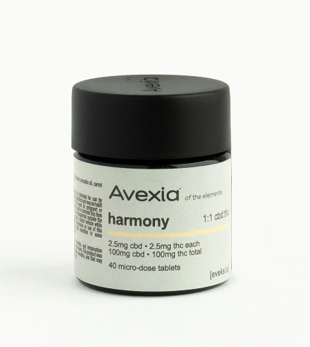Photograph of product: Avexia Harmony 1:1 CBD:TH-oui (H) Tablets 2.5mg 40pk
