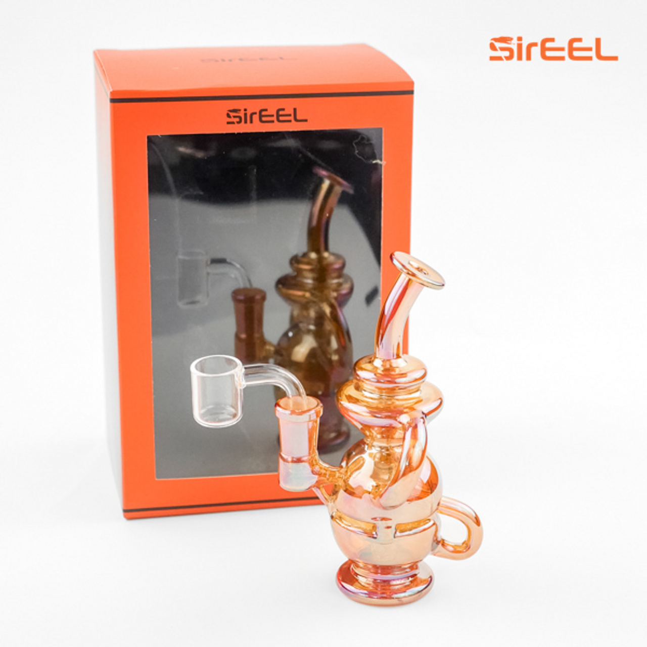 Photograph of product: 7in Iridized 2x Recycler Fab-Egg Shower Rig with Banger - Multicolored