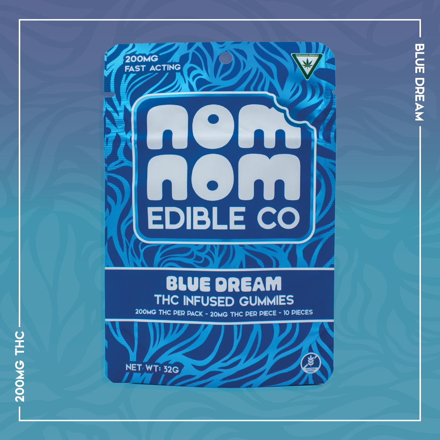 Photograph of product: AU Nom Nom LR: Blue Dream 200mg Gummie