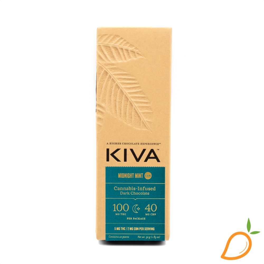 Photograph of product: 100mg Midnight Mint 5:2 CBN Chocolate Bar Kiva