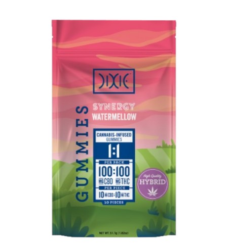 Photograph of product: Dixie Synergy Watermellow 1:1 Gummies 200mg Rec