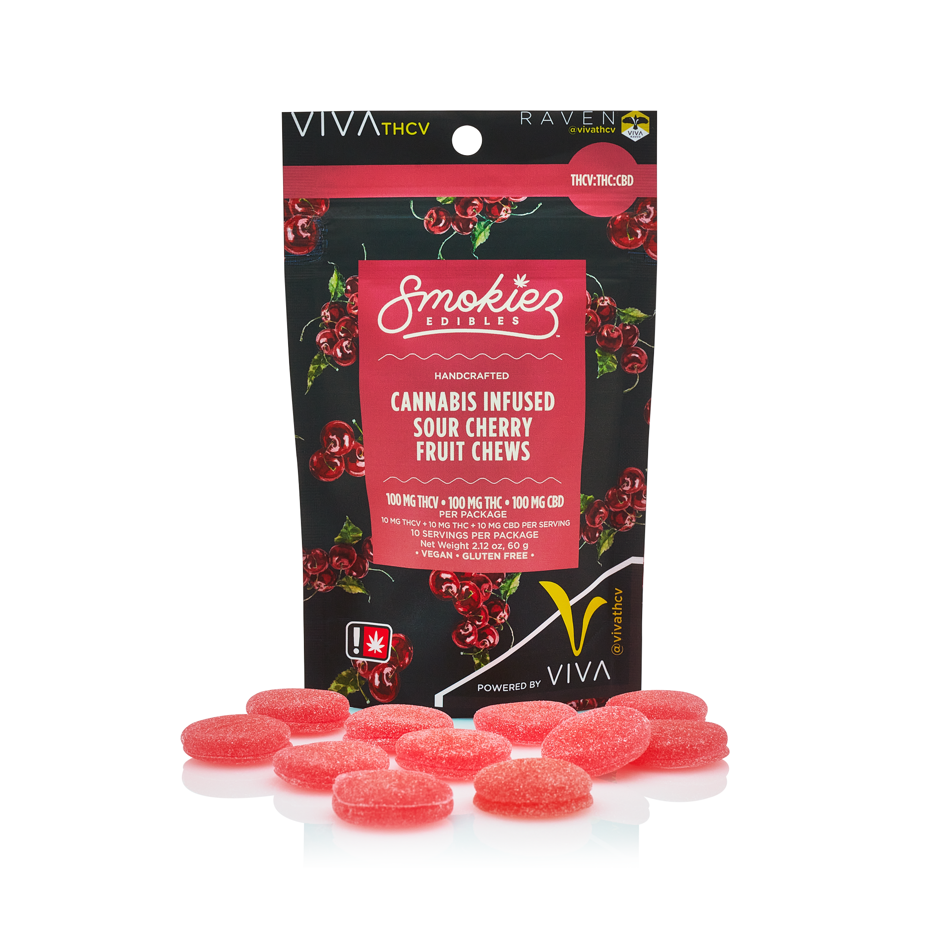 Photograph of product: 1:1:1 Sour Cherry Oui'd TH-ouiV:TH-oui:CBD Fruit Chews