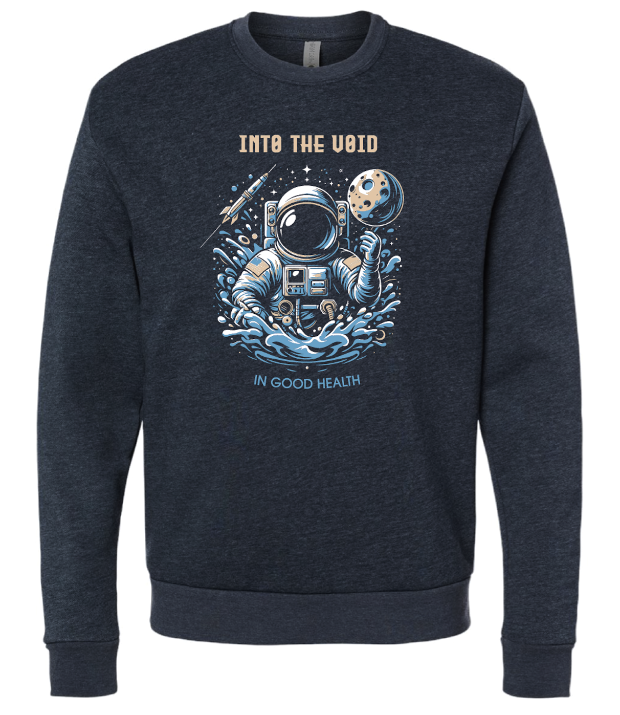 Photograph of product: Into The Void - Midnight Navy Blue Crewneck Sweatshirt - XXL
