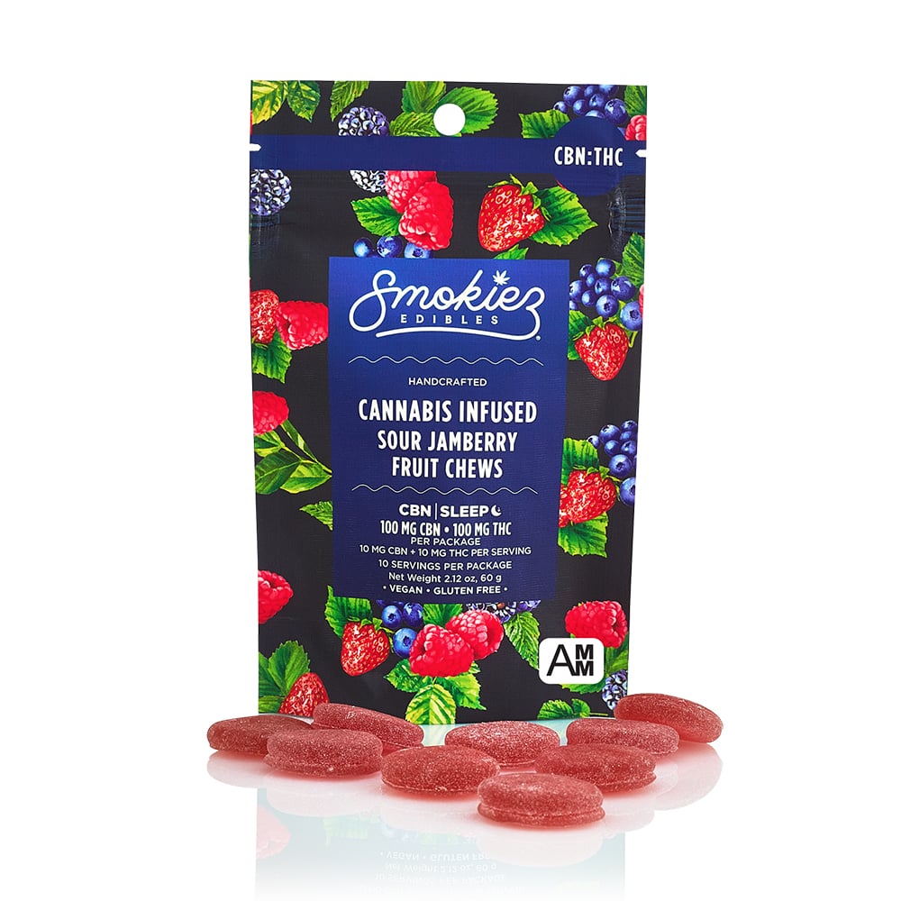 Photograph of product: Chews - Sour Jamberry - 1:1 (CBN:TH-oui) - 20Pcs - 100mg