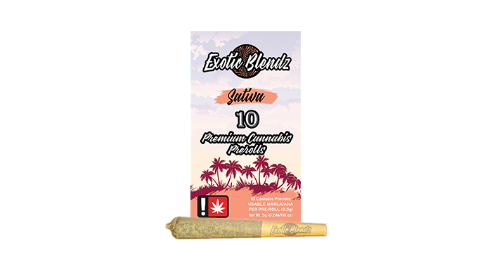 Photograph of product: EXOTIC BLENDZ - PREROLL - 0.5G x 10 - Oui'd - GUAVA GELATO
