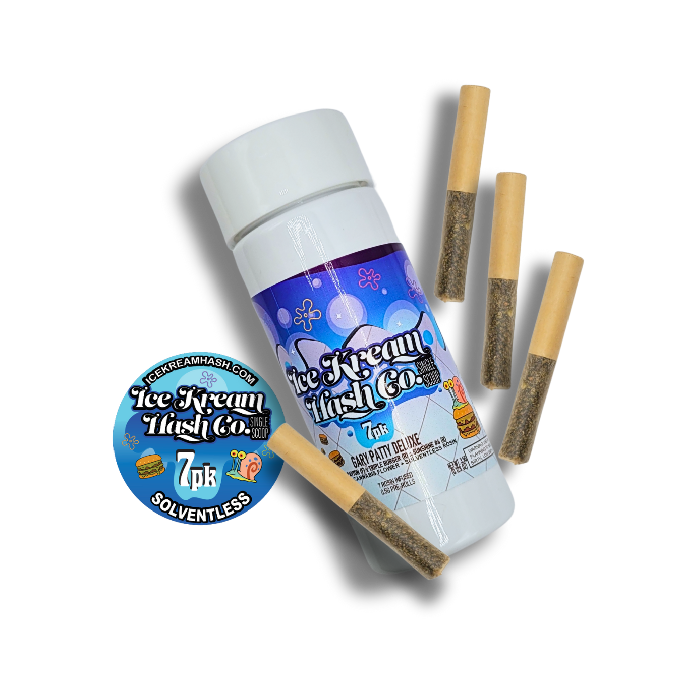 Photograph of product: Ice Kream au chocolat Gary Patty Deluxe Rosin Infused Pre-Roll 7-Pack | 7 x 0.5g