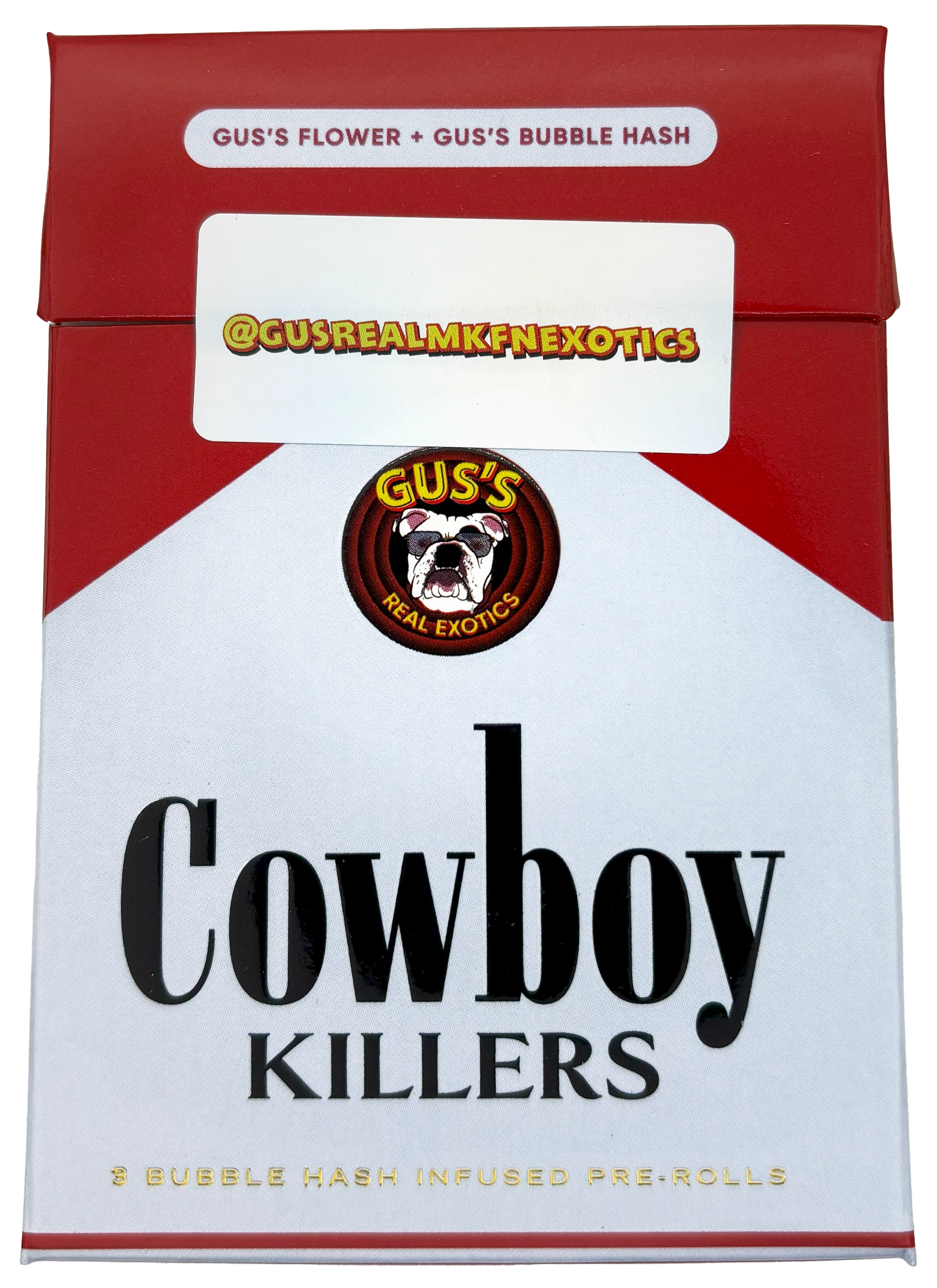 Photograph of product: Gus's Real Exotics | Burnout | Bubble au chocolat Infused Pre-Roll | 3-Pack