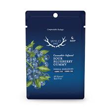 Photograph of product: Wyld Ones | Sour Blueberry TH-oui/CBN | 100mg Gummy Single