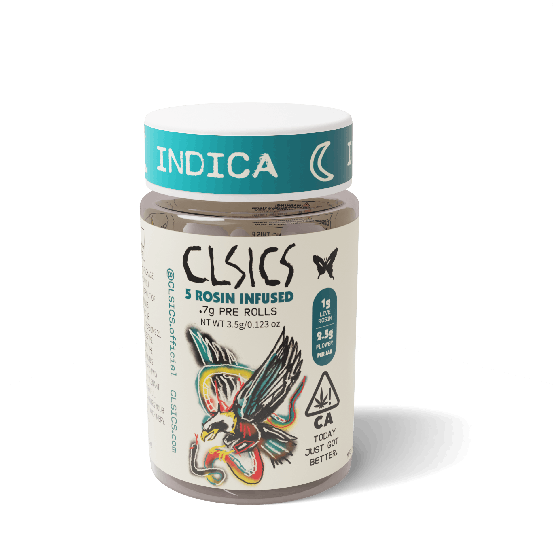 Photograph of product: CLSICS | Rainbow Beltz - 2.5g Rosin Infused Pre Roll (5 pack)