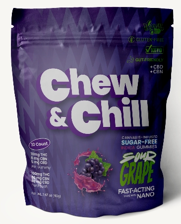 Photograph of Product: Chew & Chill Sugar Free Live Resin | 2:1:1 THC/CBN/CBD | Sour Grape