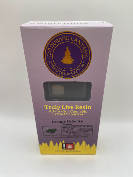 Photograph of product: Entourage Oui'd Truly Live Resin All-In-One Cartridge | Oui'd | Escape Velocity