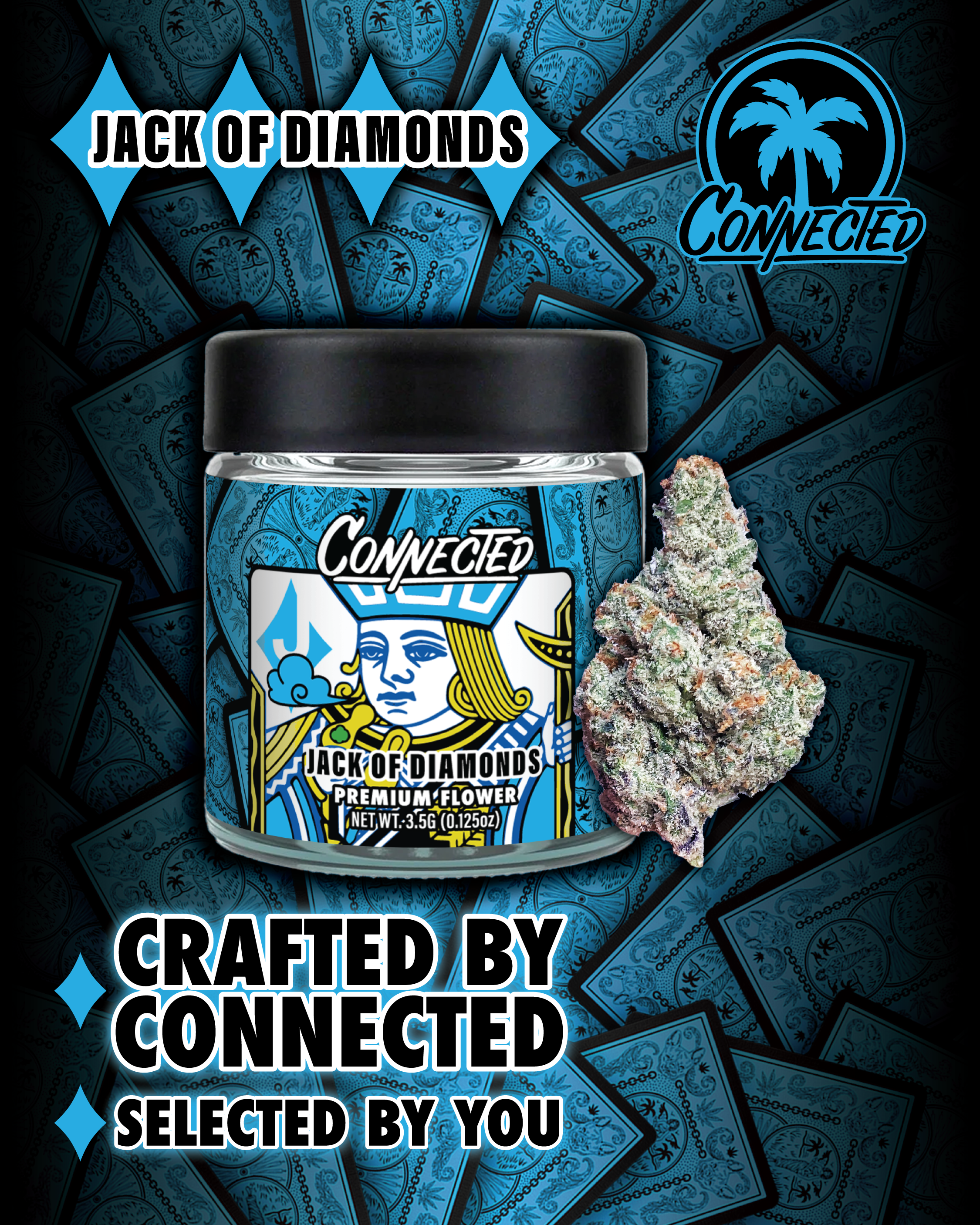 Photograph of product: CONNECTED FLOWER - JACK OF DIAMONDS 3.5G - 3.5 G