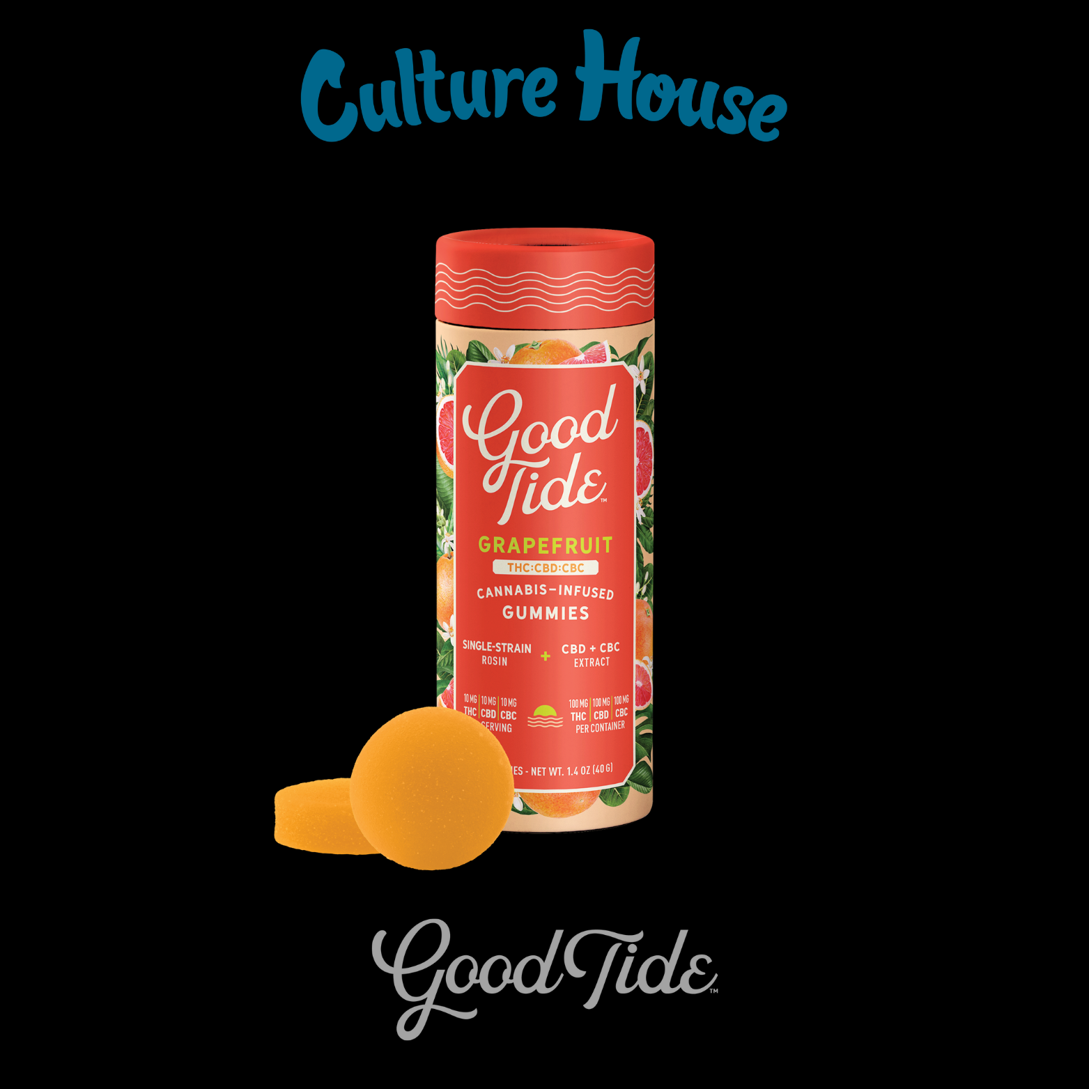 Photograph of product: Good Tide | Grapefruit | 1:1:1 | TH-oui:CBD:CBC | 100mg