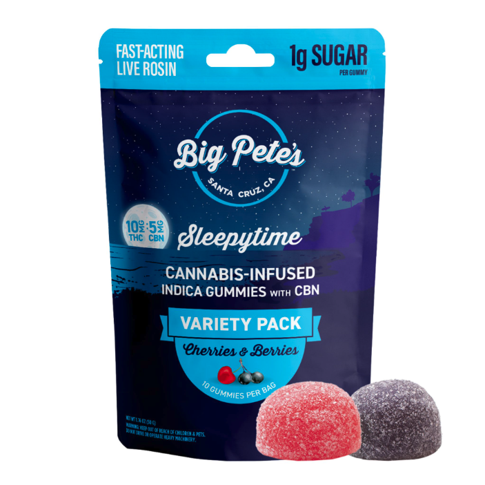 Photograph of product: Cherries & Berries Sleep - 100mg TH-oui 50mg CBN Live Rosin Gummies 10pk | Big Pete's