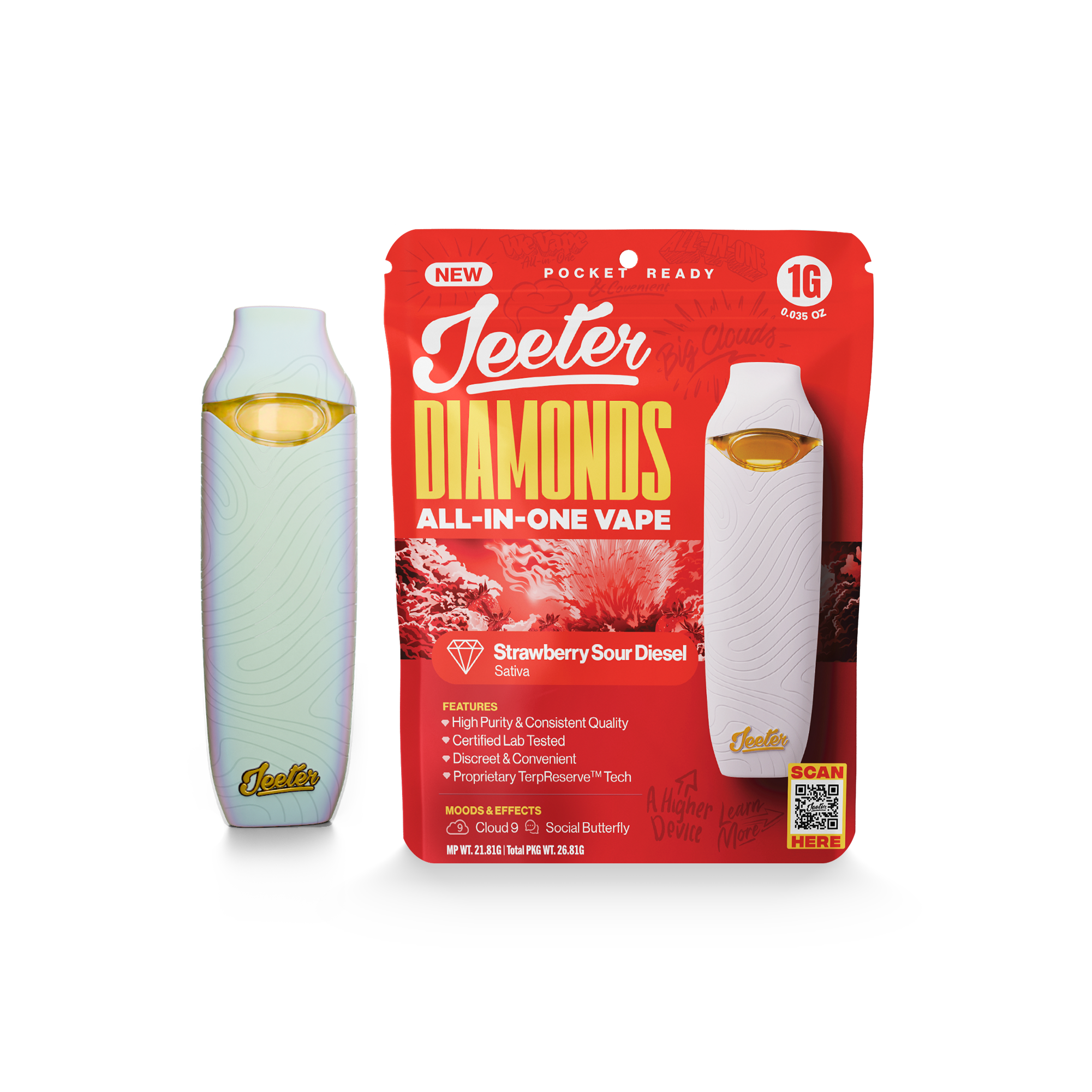 Photograph of product: Jeeter Liquid Diamonds Disposable Vape 1g Strawberry Sour Diesel