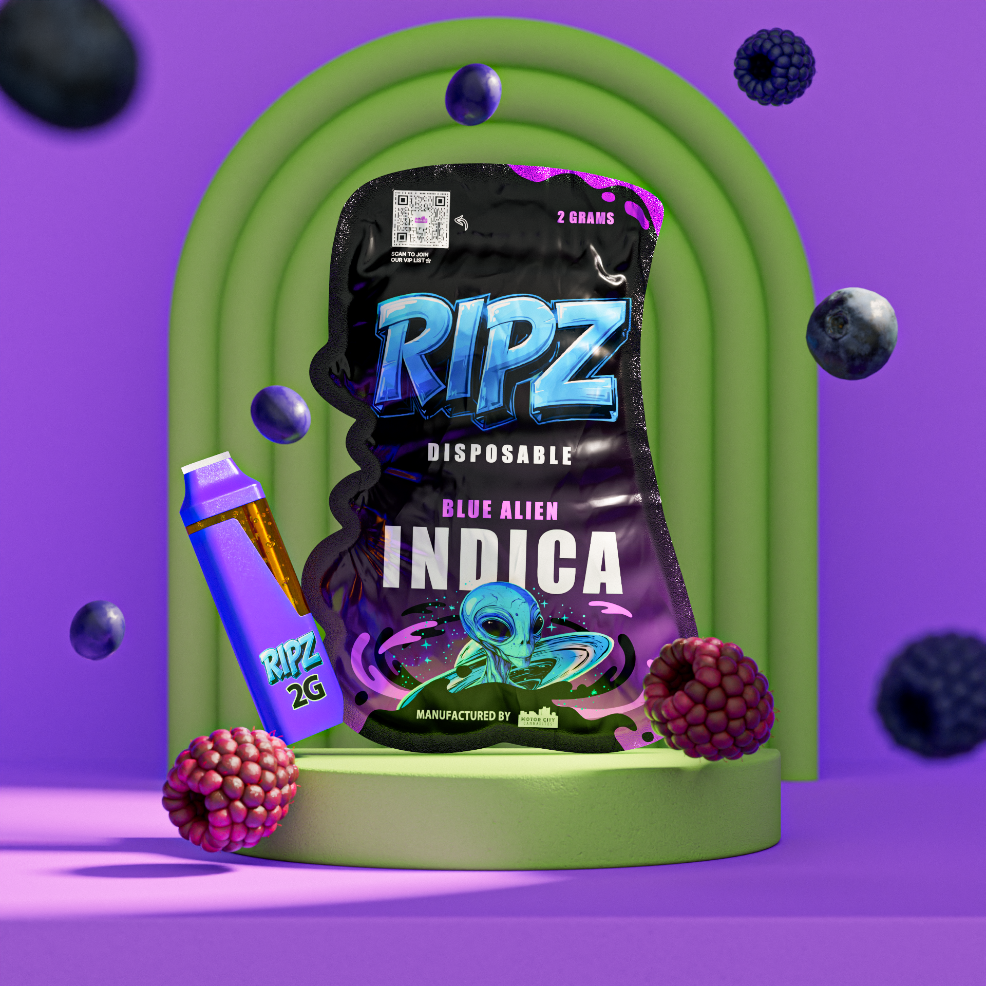 Photograph of product: Ripz - 2G Disposable - Blue Alien