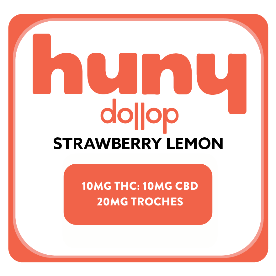 Photograph of product: Strawberry Lemon | 20mg 1:1 TH-oui:CBD dollop Troches | 10pk