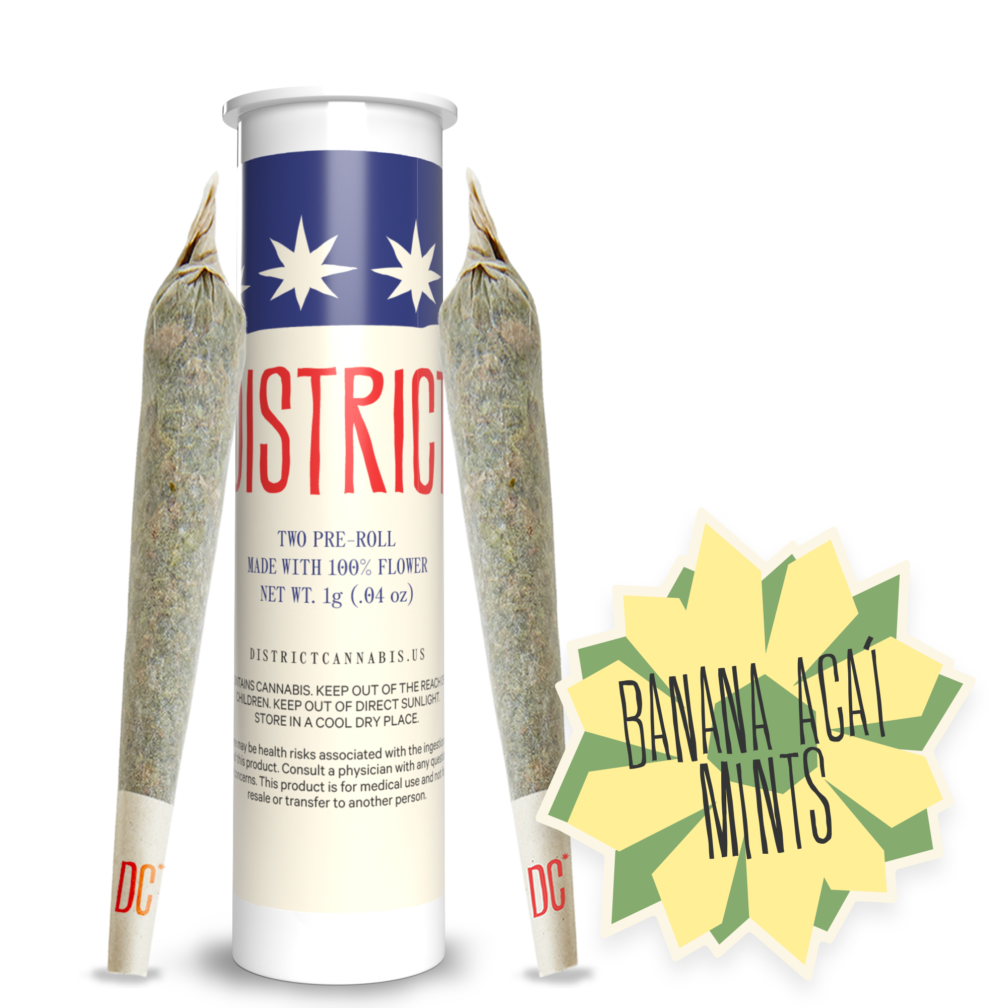 Photograph of product: Banana Acai Mints Pre-Rolls 0.5g 2pk | 1g
