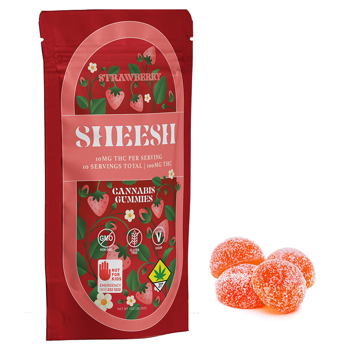 Photograph of product: 100mg Strawberry au chocolat Rosin Gummies 10pk