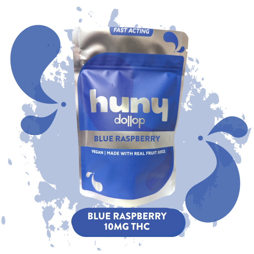 Photograph of product: Blue Raspberry | 20mg 1:1 TH-oui:CBD Dollop Troches | 10pk