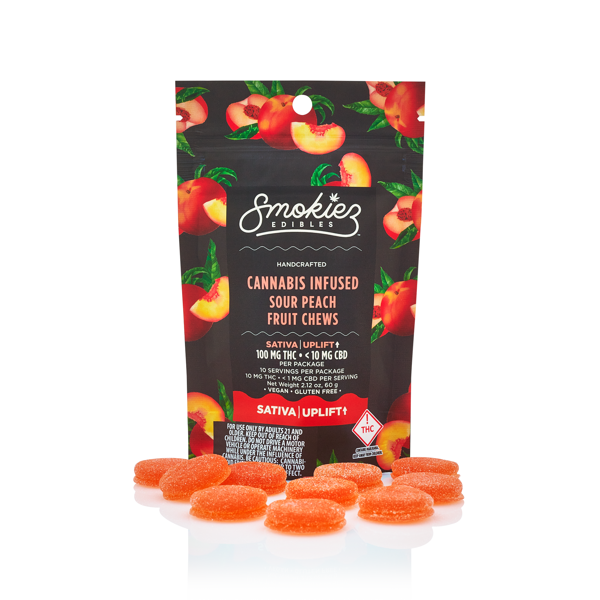 Photograph of product: Smokiez - Sour Peach 100mg Fruit Chews