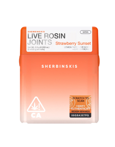 Photograph of product: LIVE ROSIN INFUSED - 5-PACK - STRAWBERRY SUNSET (2.5G)