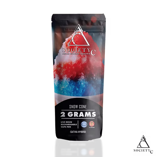 Photograph of product: Snow Cone Live Resin Disposable Cartridge | Society C (2/$60)