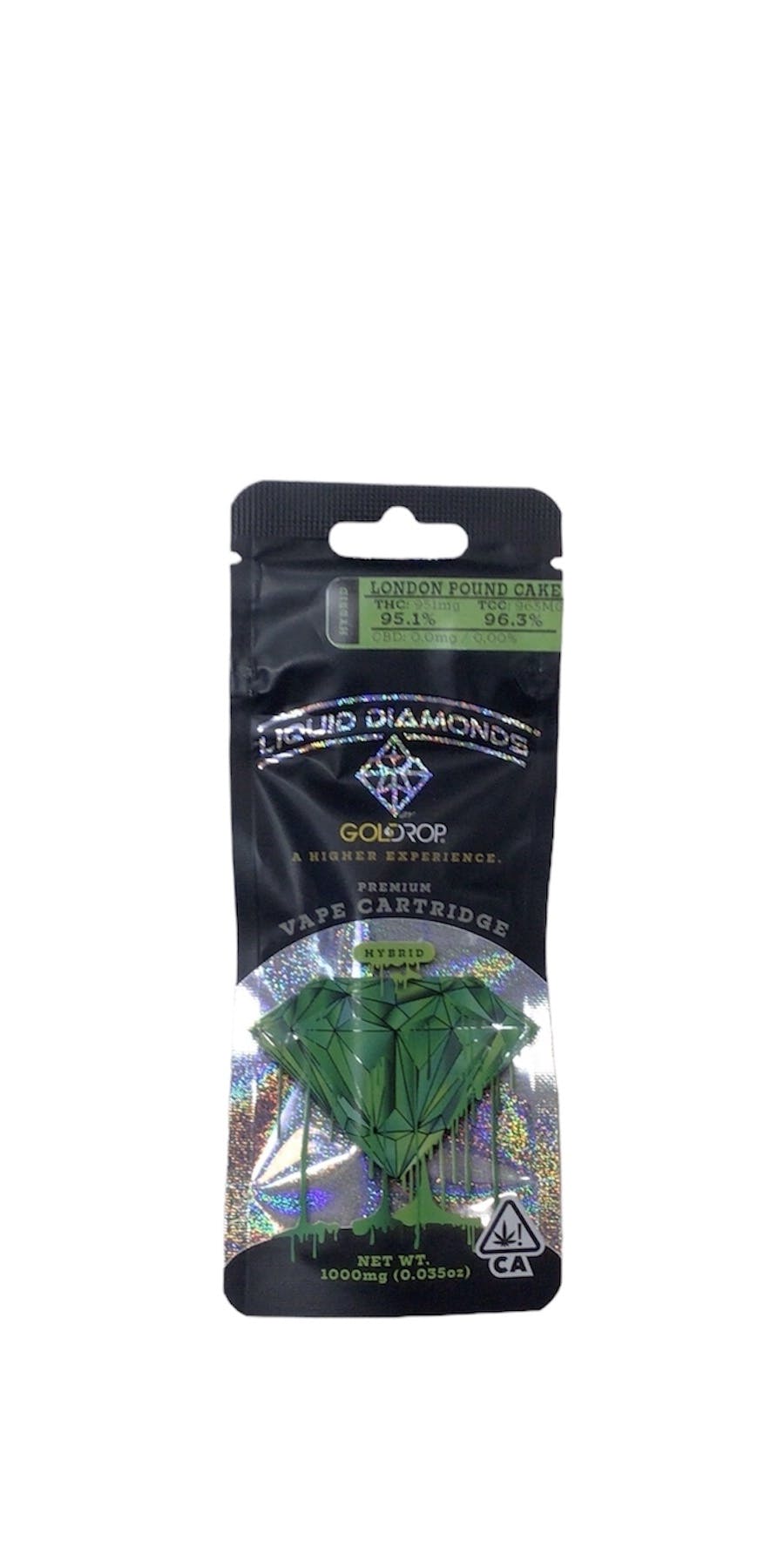 Photograph of product: Gold Drop- London Pound Cake Liquid Diamonds Cartridge