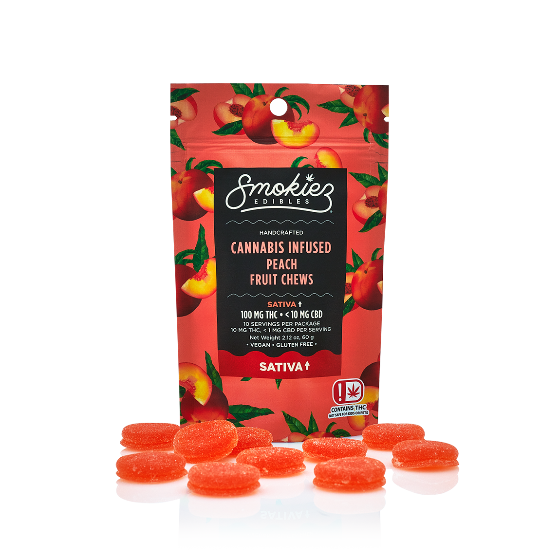 Photograph of product: Smokiez | Gummies | Peach | Oui'd | 100mg