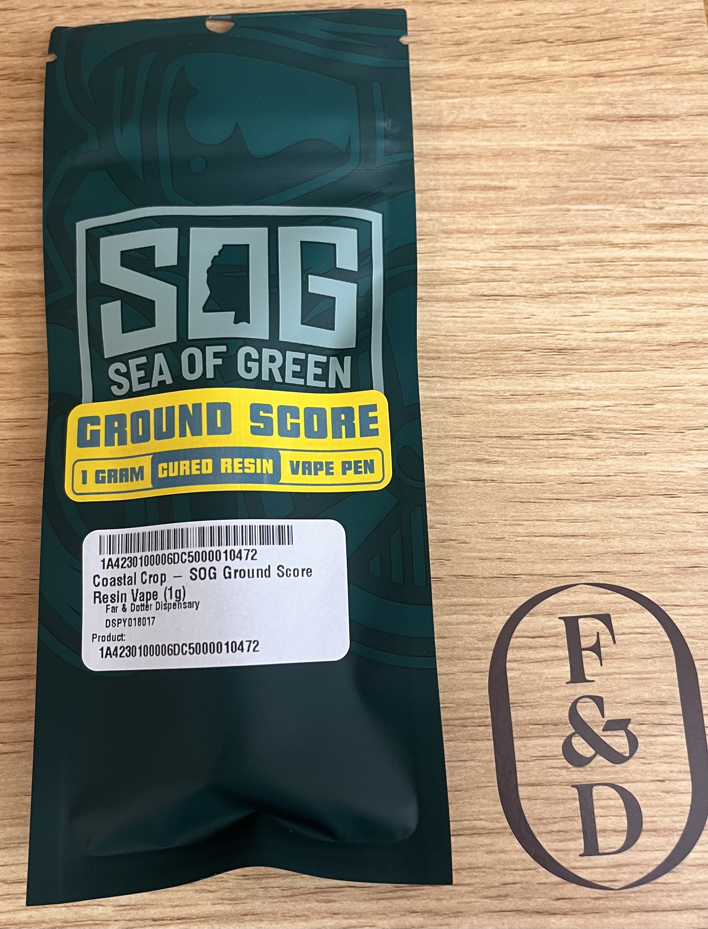 Photograph of product: Coastal Crop - SOG Ground Score Resin Vape (1g)